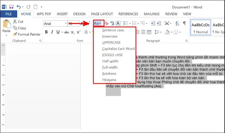Cách Chuyển Chữ In Thành Chữ Thường Trong Word Nhanh Chóng