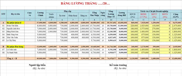 Hướng Dẫn Chi Tiết Cách In Bảng Lương, Phiếu Lương Trên Excel Hướng Dẫn Chi Tiết Cách In Bảng Lương, Phiếu Lương Trên Excel
