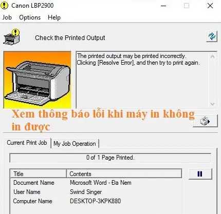 Khắc Phục Lỗi Máy In Canon 2900 Báo "could Not Print" Và In Giấy Trắng Hiệu Quả