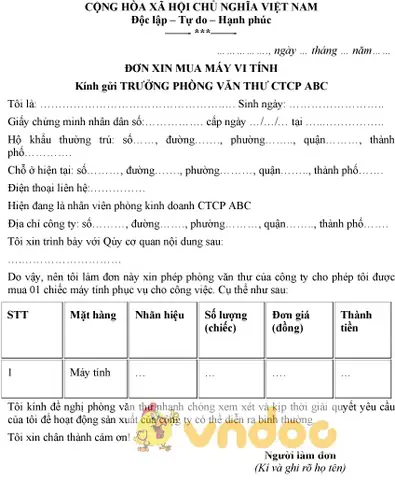 Mẫu Tờ Trình Đề Nghị Xin Mua Máy In Chuẩn & Hướng Dẫn Chi Tiết